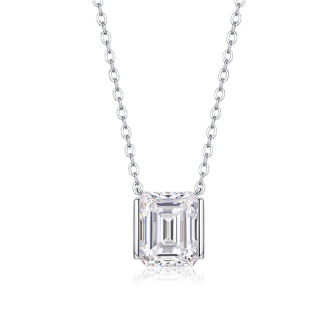 S925 Sterling Silver Octagonal Moissanite Pendant Necklace 9x11mm Elegant Fine Jewelry