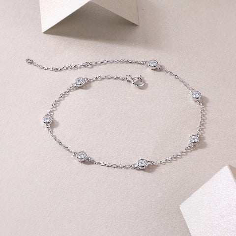 S925 Silver Moissanite Bracelet Luxury Fashion Delicate Chain
