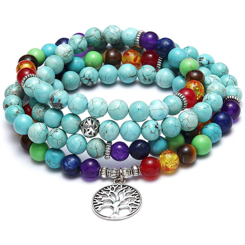 Tiger Eye Stone 108-Bead Lotus Bracelet Necklace - 7