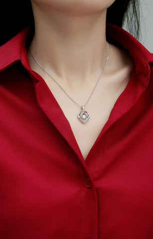S925 Silver Heart Moissanite Pendant Necklace 40cm Elegant Modern Jewelry