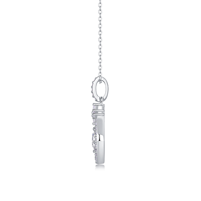 1 Carat Moissanite Pendant Necklace in S925 Sterling Silver with Platinum Plating - Modern & Elegant - 2
