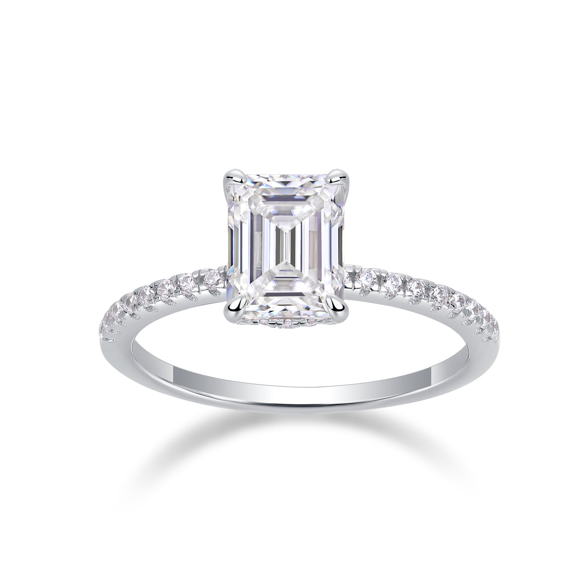 S925 Silver 1Square Moissanite Ring Luxury Fashion Set