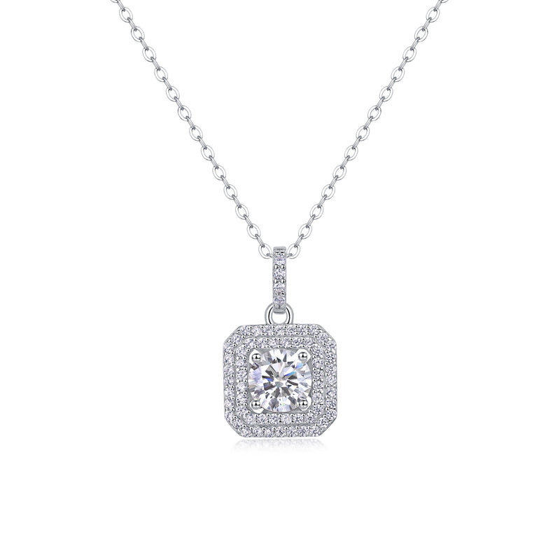 1-Carat Moissanite Pendant Necklace in S925 Sterling Silver with Platinum Plating - 2