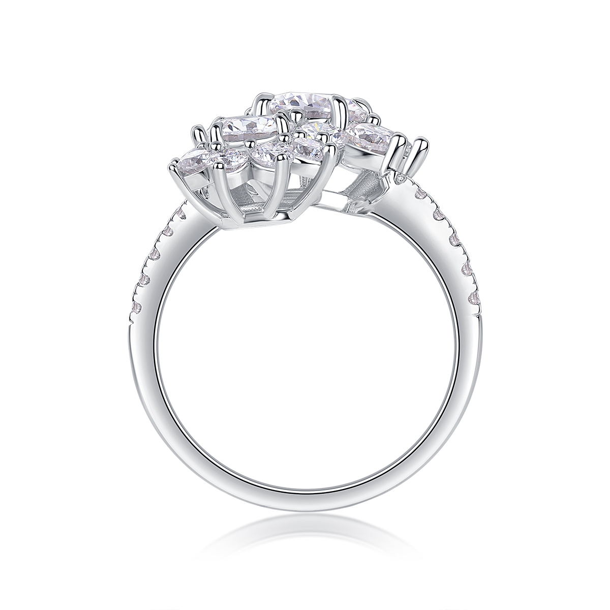 1Petal Morning Dew 1-Carat Moissanite S925 Sterling Silver Ring Floral Design