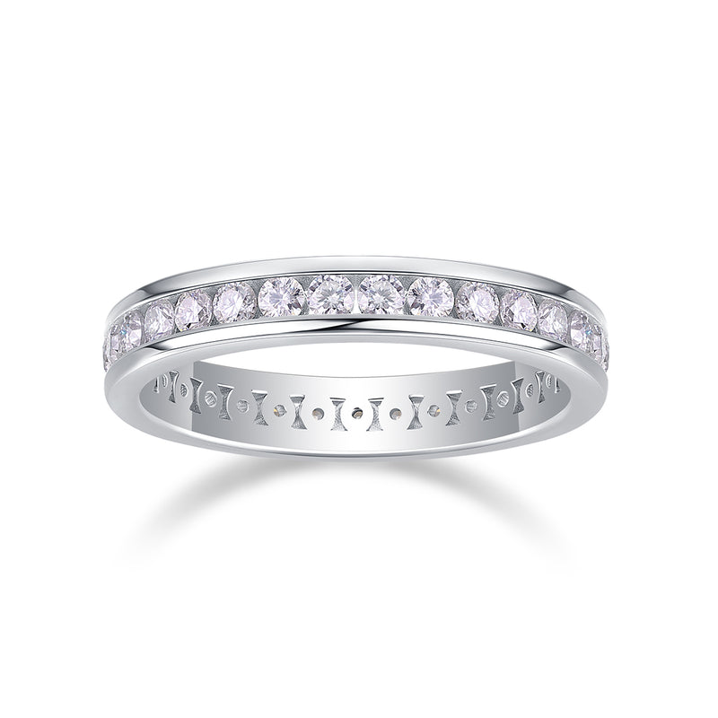 S925 Silver Moissanite Ring Luxury Fashion Band Minimalist Design - 4
