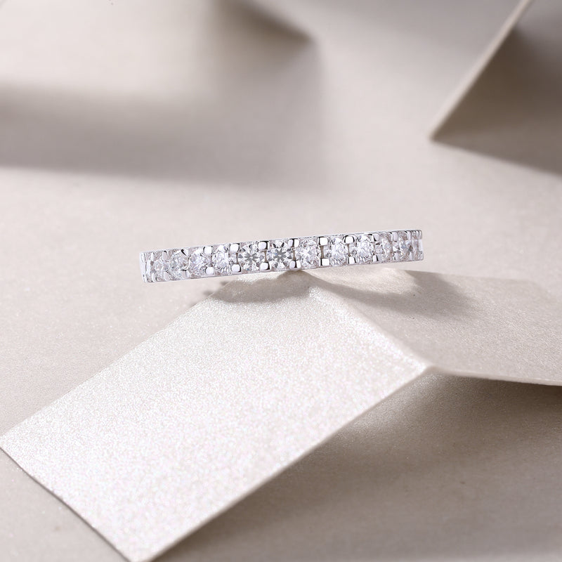1Wish Moissanite Silver Ring Slim Luxury Band - 6