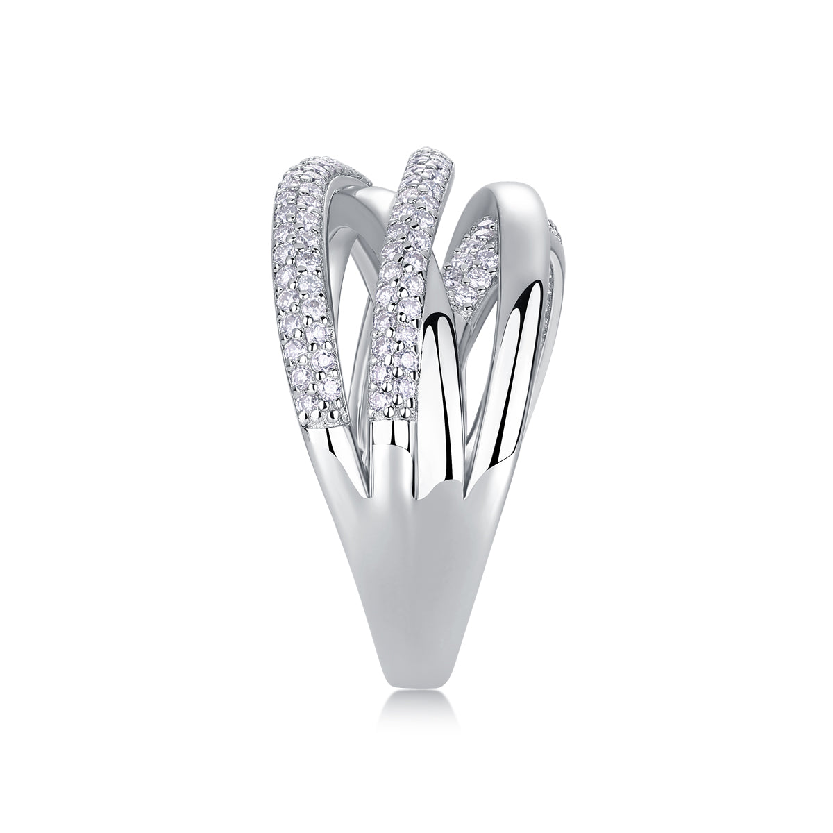 Moissanite Sterling Silver Interweaving Ring - Modern Luxury Fine Jewelry