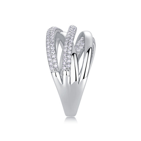 Moissanite Sterling Silver Interweaving Ring - Modern Luxury Fine Jewelry