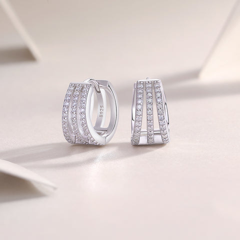 Luxury S925 Silver Moissanite Stud Earrings Modern Rectangular Design