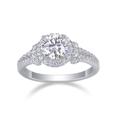 S925 Silver Large Moissanite Wedding Ring Elegant Sparkling Design