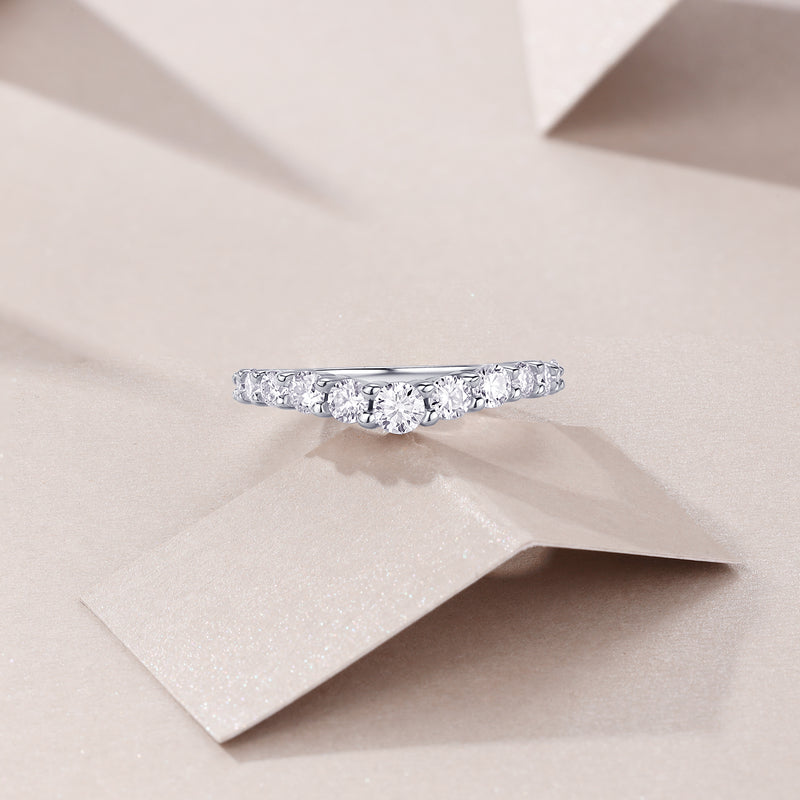 S925 Silver Moissanite Wedding Ring Elegant Modern Design - 4