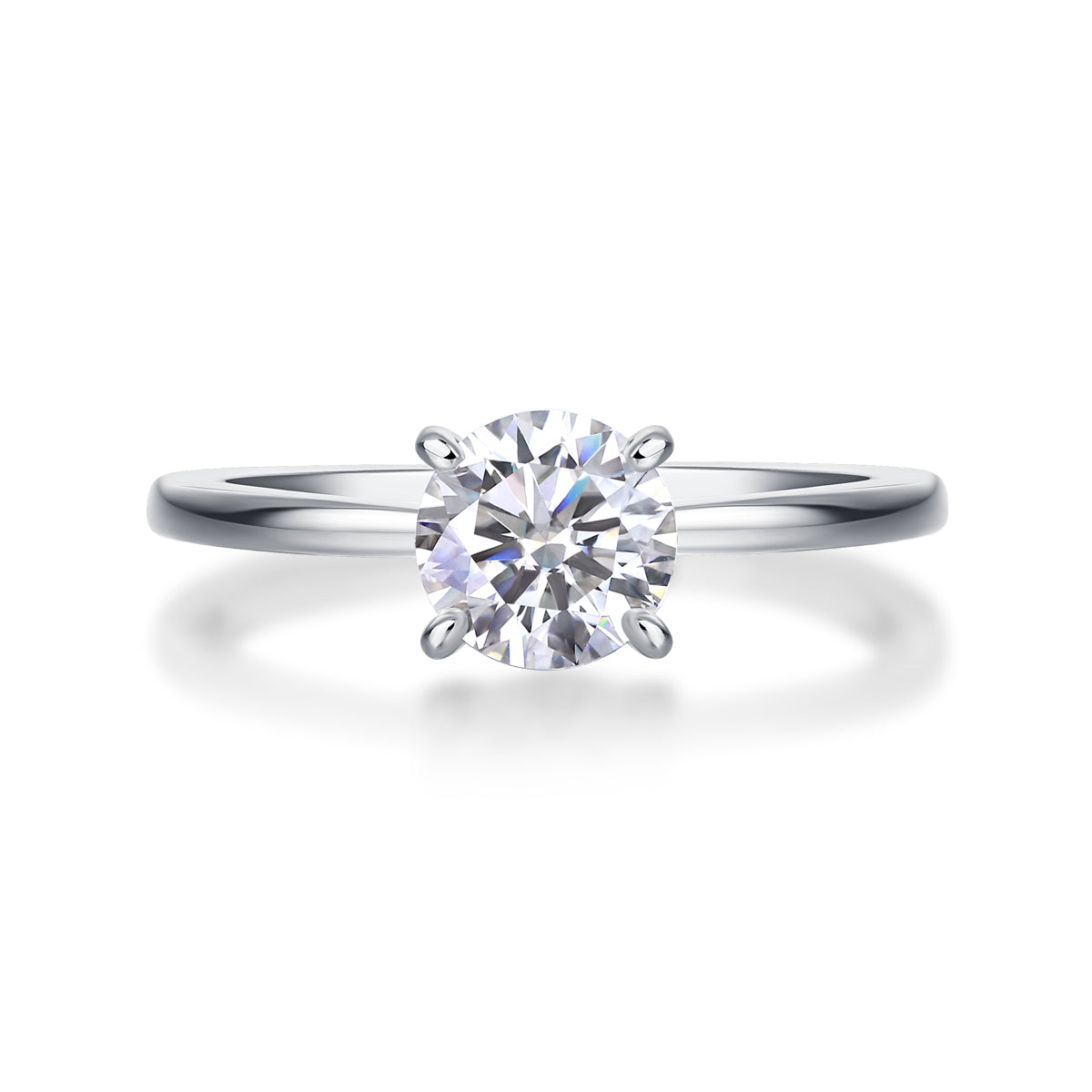 Classic 1 Carat Moissanite 4 Prong Silver Ring Elegant Fine Jewelry