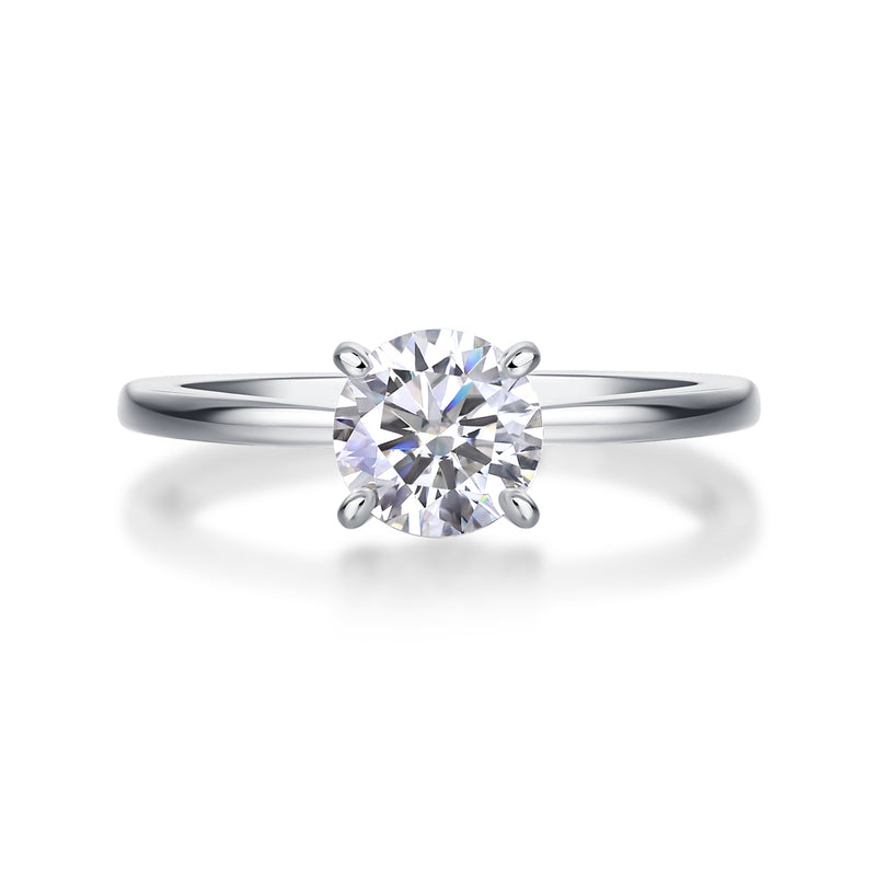 Classic 1 Carat Moissanite Silver Ring Elegant 4 Prong Fine Jewelry - 2