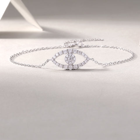 Luxury S925 Silver Moissanite Bracelet with Elegant Eye Design