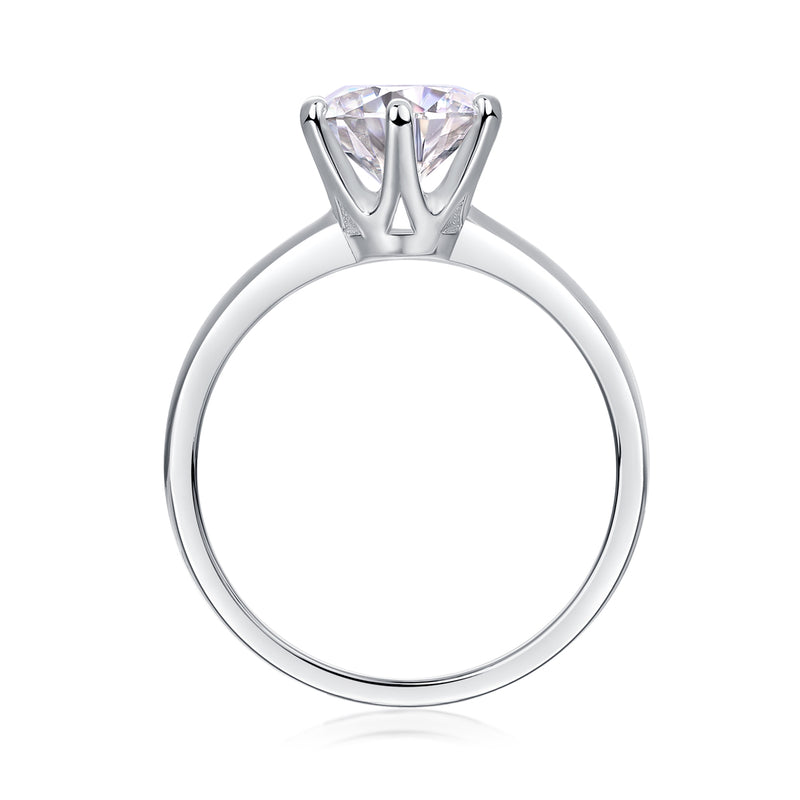 Classic Six-Prong Moissanite Sterling Silver Open Ring S925 - 1