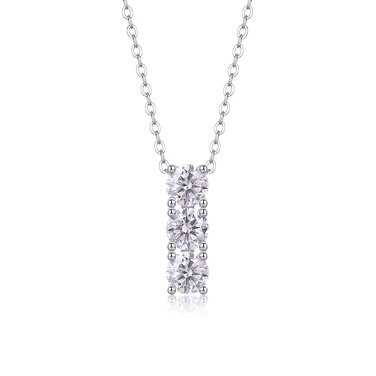 1Round Moissanite Pendant Necklace in S925 Sterling Silver with Platinum Plating