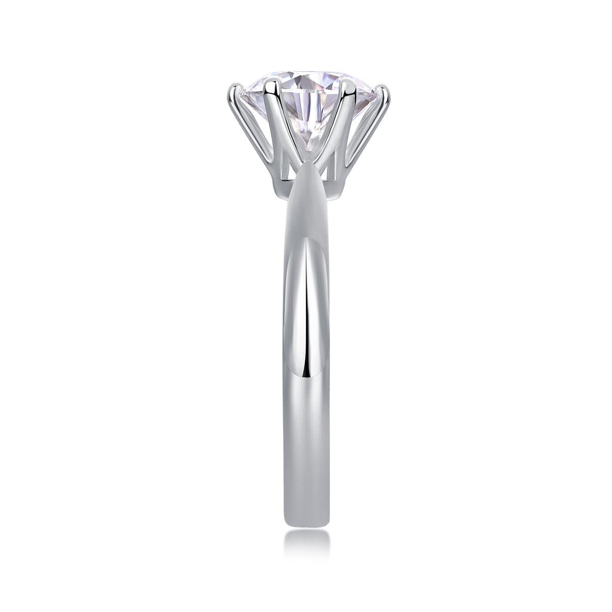 Classic Six-Prong Moissanite Silver Open Ring in S925 Sterling Silver