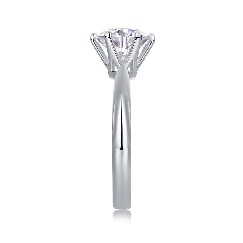 Classic Six-Prong Moissanite Sterling Silver Open Ring S925 - 3