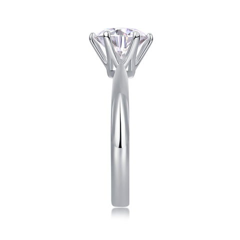 Classic Six-Prong Moissanite Silver Open Ring in S925 Sterling Silver