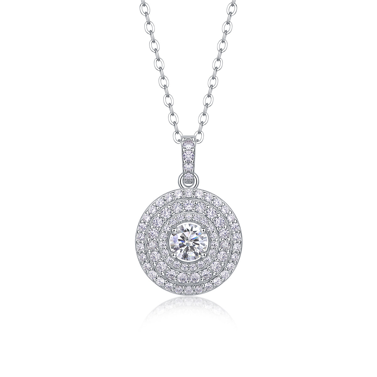 1White Dune Moissanite Pendant Necklace in S925 Sterling Silver with Platinum Plating