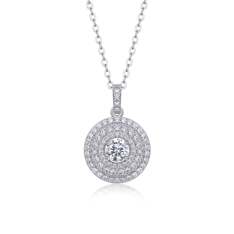 1White Dune Moissanite Pendant Necklace in S925 Sterling Silver with Platinum Plating - 1