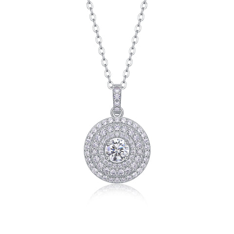 1White Dune Moissanite Pendant Necklace in S925 Sterling Silver with Platinum Plating