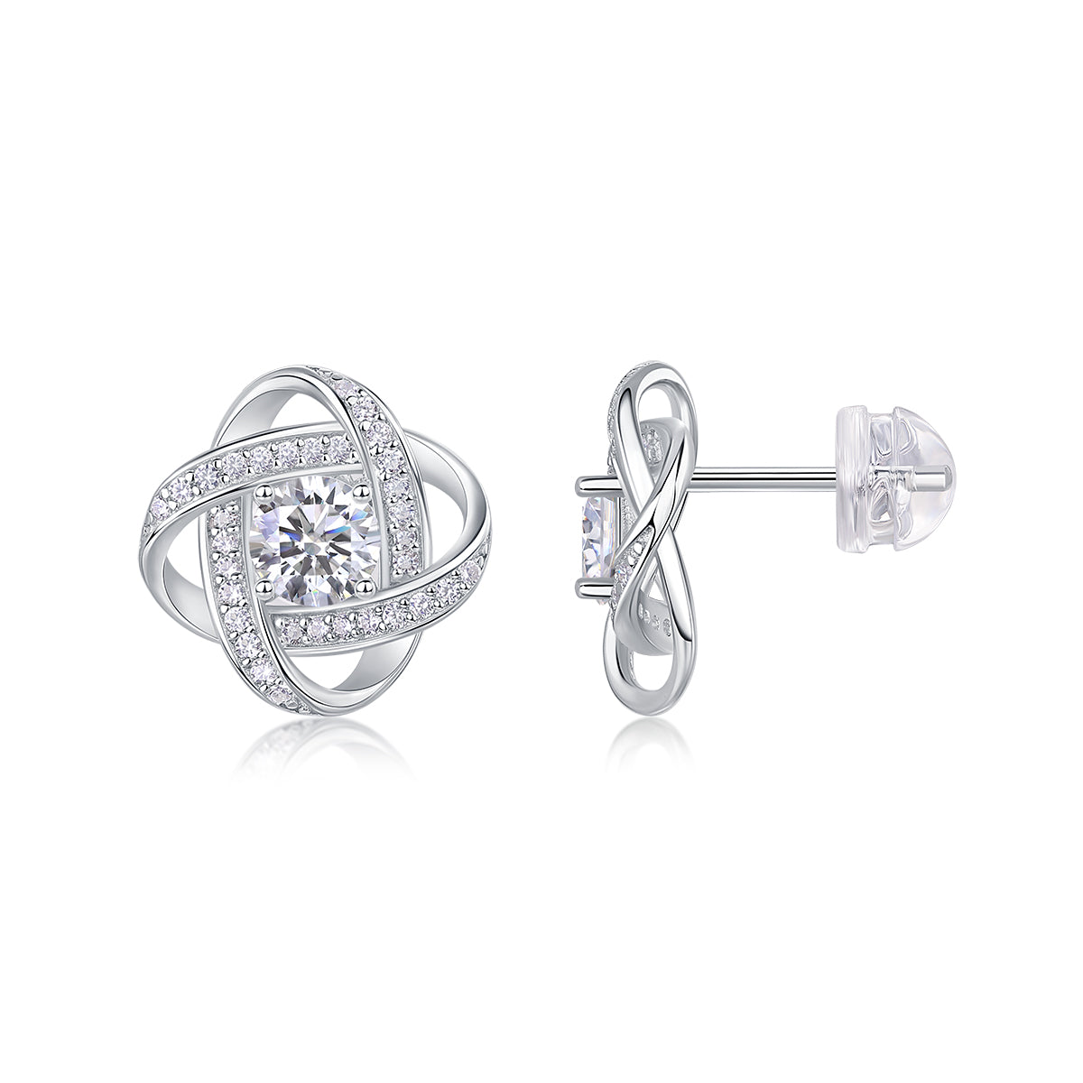 1Hope Beam S925 Sterling Silver Moissanite Stud Earrings Elegant Fashion Jewelry