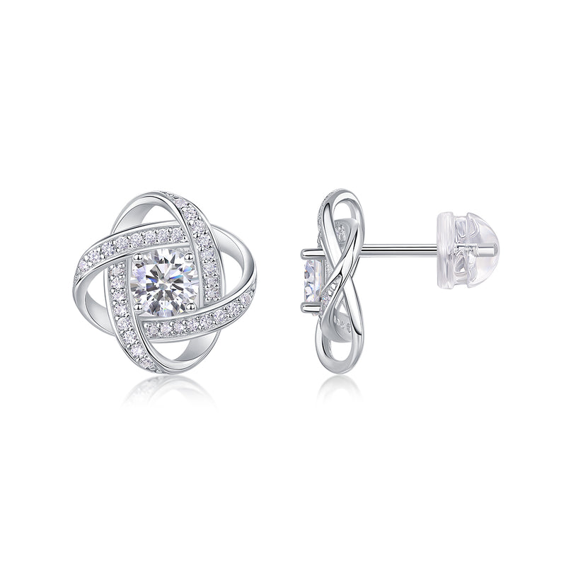 1Hope Beam S925 Sterling Silver Moissanite Stud Earrings Elegant Fashion Jewelry - 1