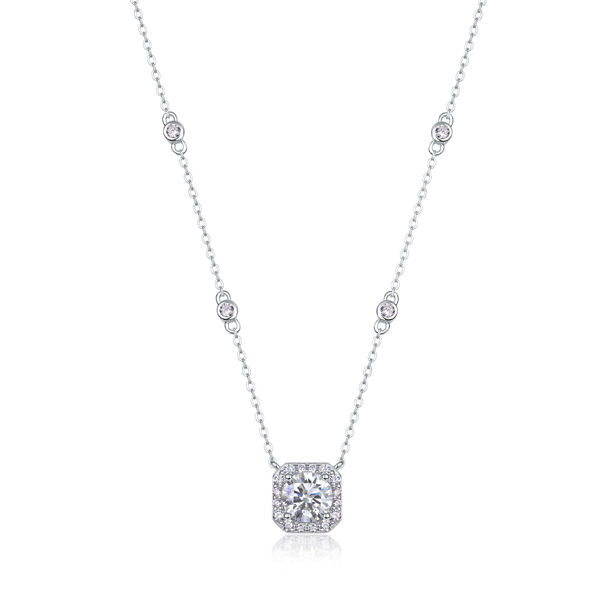 1Flower Love S925 Sterling Silver Necklace with 1-Carat Moissanite Pendant