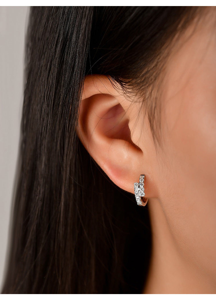 Small Copper Ear Clip Earrings with White Gold Finish for Women