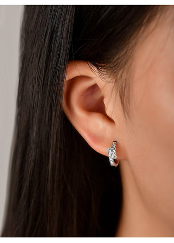 Small Copper Ear Clip Earrings with White Gold Finish for Women