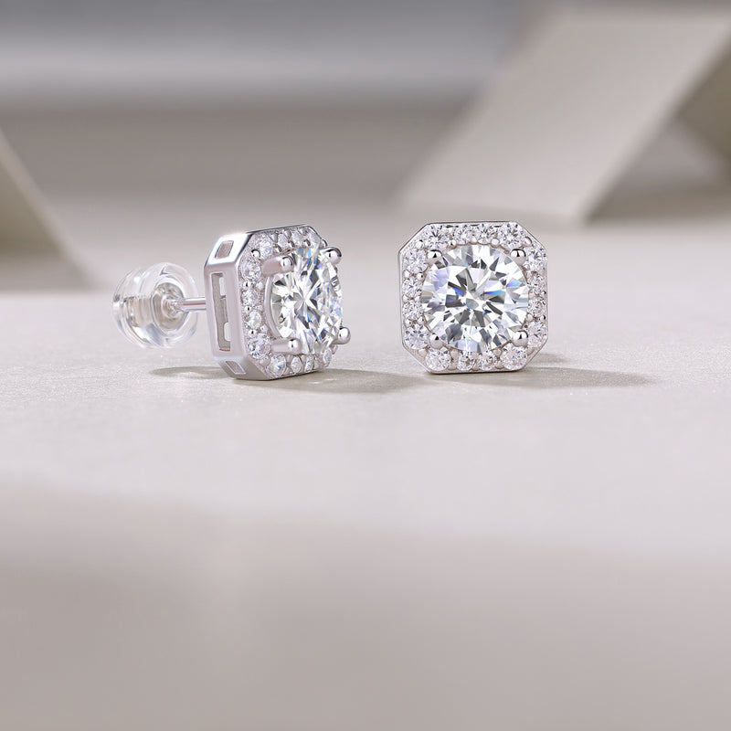 1 Carat Moissanite Stud Earrings in S925 Silver Modern & Elegant Design - 2