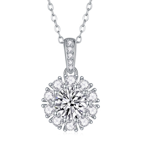 1Blossom 1-Carat Moissanite Pendant Necklace in S925 Silver with Platinum Plating