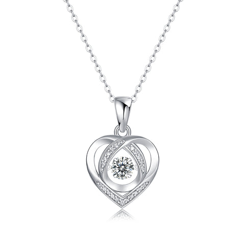 S925 Silver Heart Moissanite Pendant Necklace 40cm Elegant Modern Jewelry