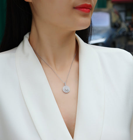 1White Dune Moissanite Pendant Necklace in S925 Sterling Silver with Platinum Plating