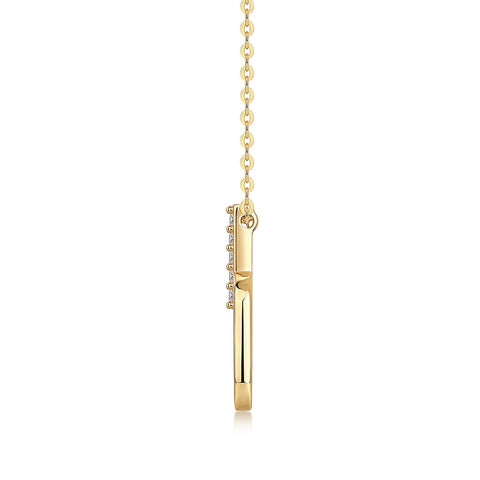 S925 Sterling Silver Moissanite Necklace Pendant Set with Gold Plating - Modern Geometric Design