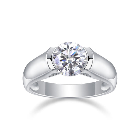 Luxury 2 Carat Moissanite S925 Silver Wedding Ring Modern Elegant Design