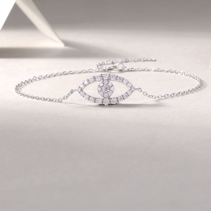 Luxury S925 Silver Moissanite Bracelet with Elegant Eye Design - 3