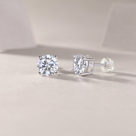 Classic Moissanite Sterling Silver Stud Earrings