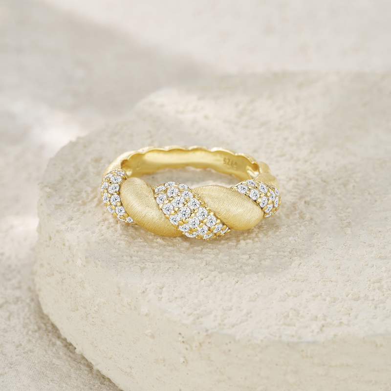 S925 Sterling Silver Gold-Plated Moissanite Ring Modern Elegant Fashion Jewelry - 6