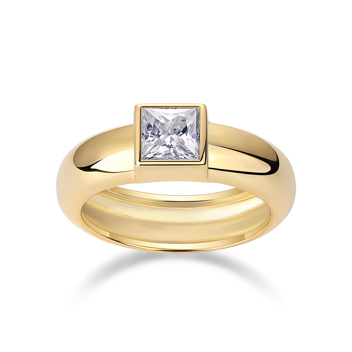 S925 Silver Square Moissanite Ring Luxury Wedding Band