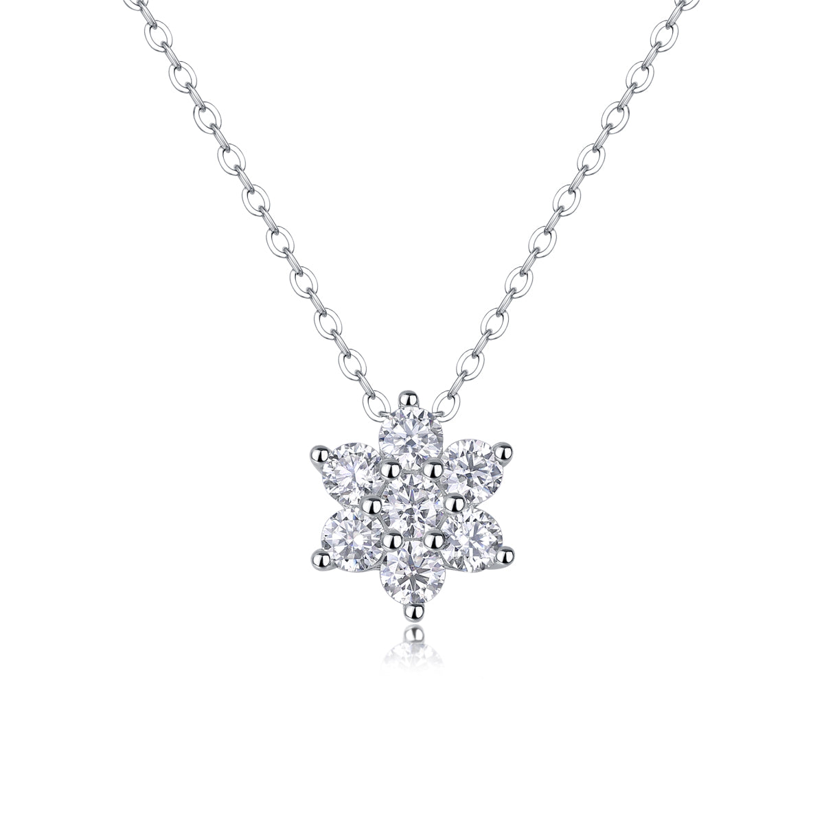 Snowflakes Fluttering Moissanite Pendant Necklace in S925 Sterling Silver