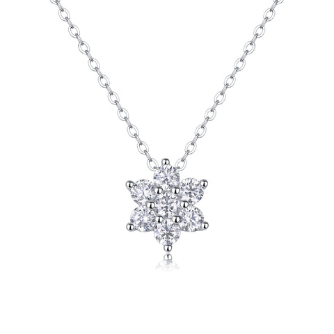Snowflakes Fluttering Moissanite Pendant Necklace in S925 Sterling Silver
