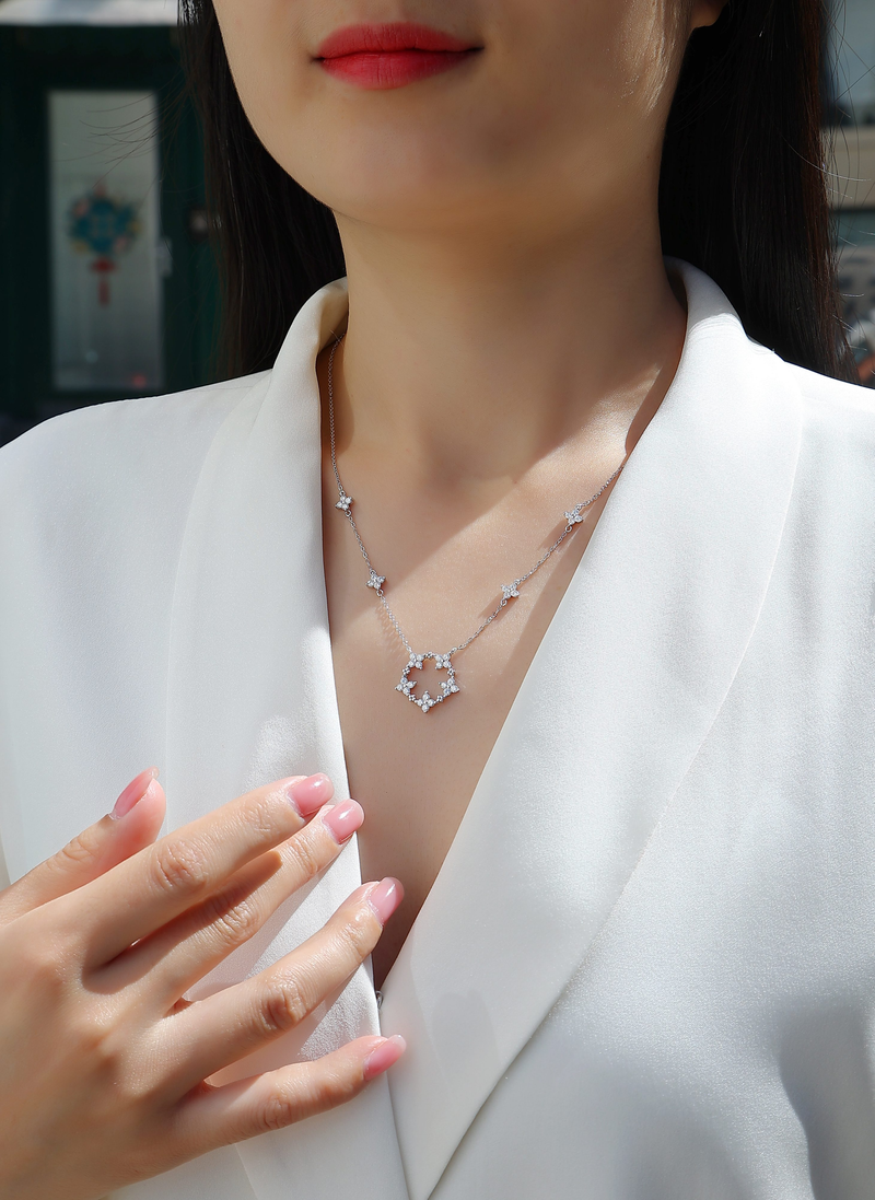 1Iris Moissanite Pendant Necklace Set in S925 Sterling Silver with Platinum Plating - 5