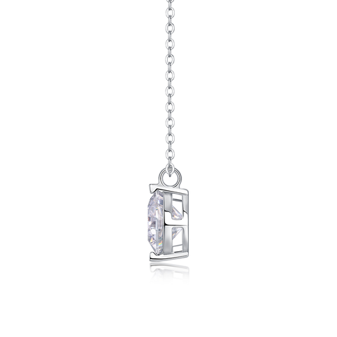 S925 Sterling Silver Moissanite Pendant Necklace with Platinum Plating