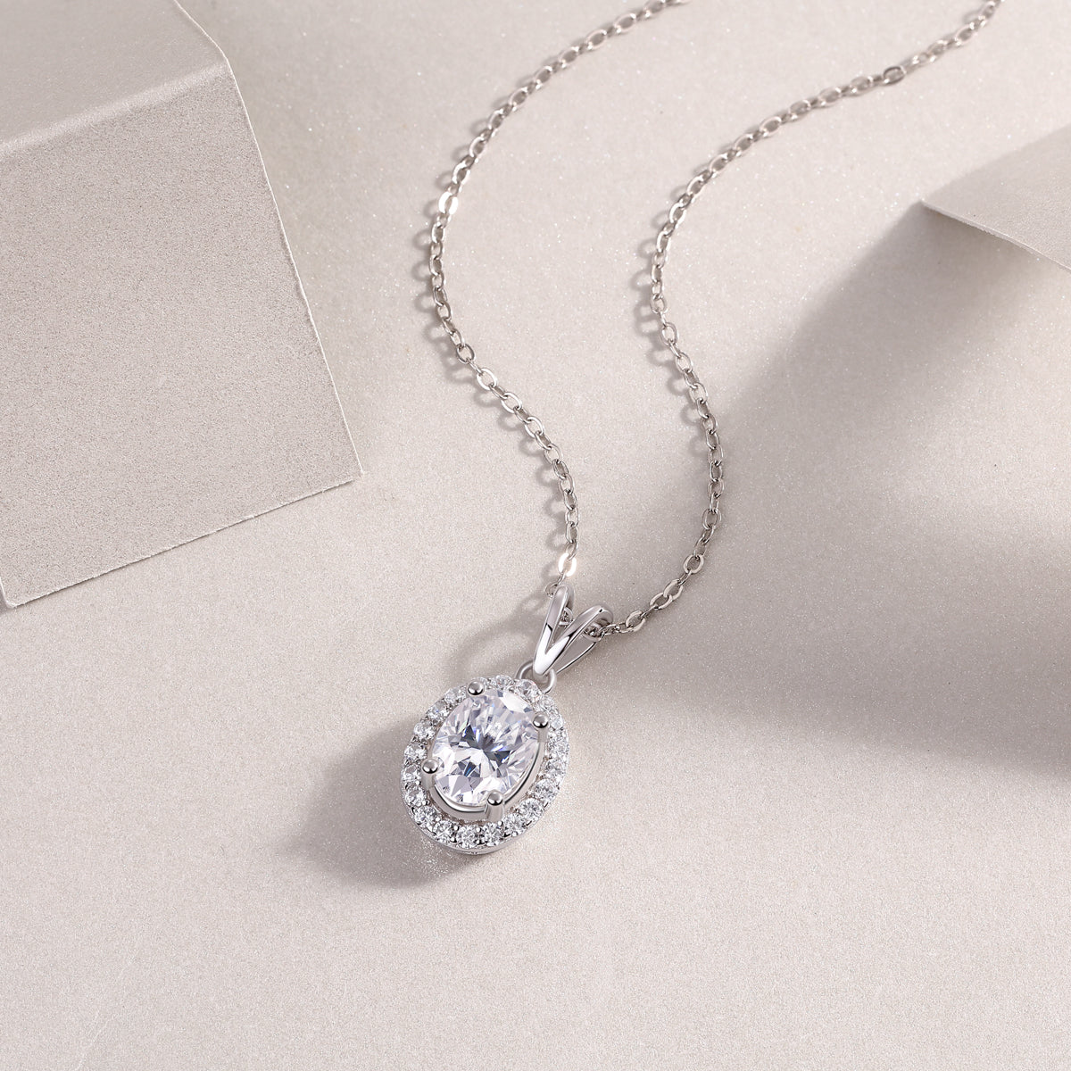 1Infinite Moissanite Pendant Necklace in S925 Sterling Silver with Platinum Plating