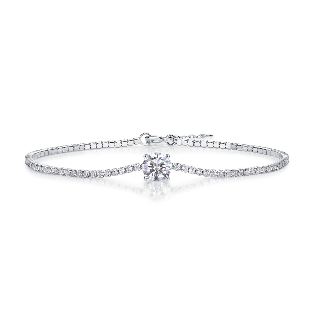 1 Carat Moissanite Silver Bracelet Luxury Fine Jewelry