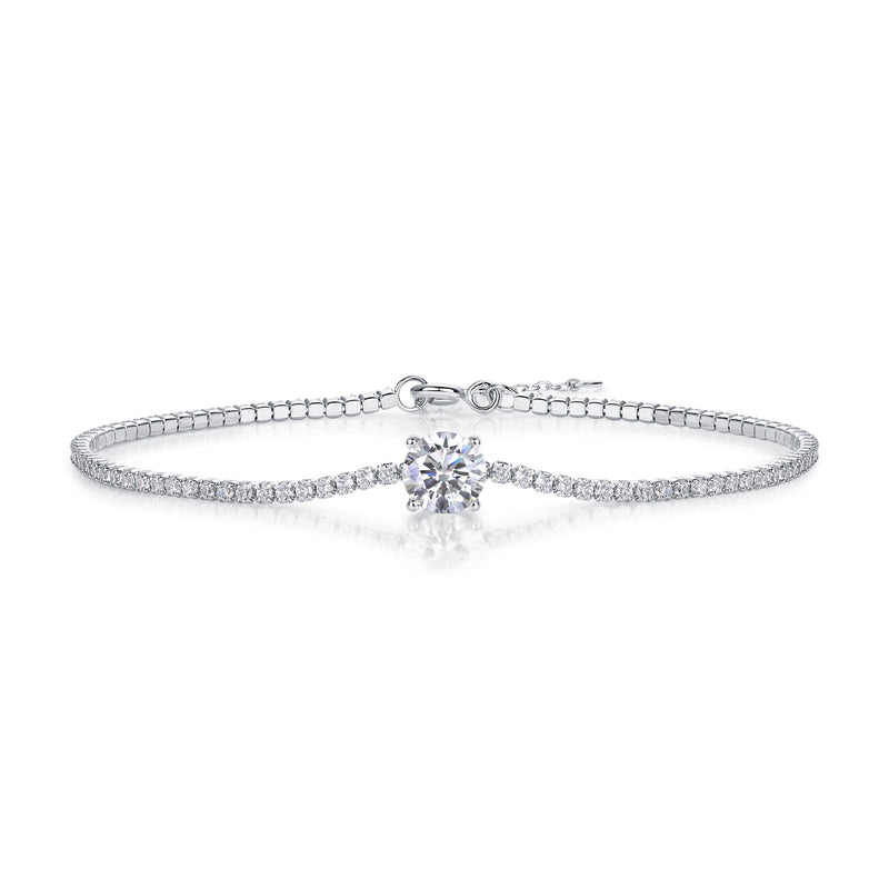 1 Carat Moissanite Silver Bracelet Sleek Modern Fine Jewelry - 2