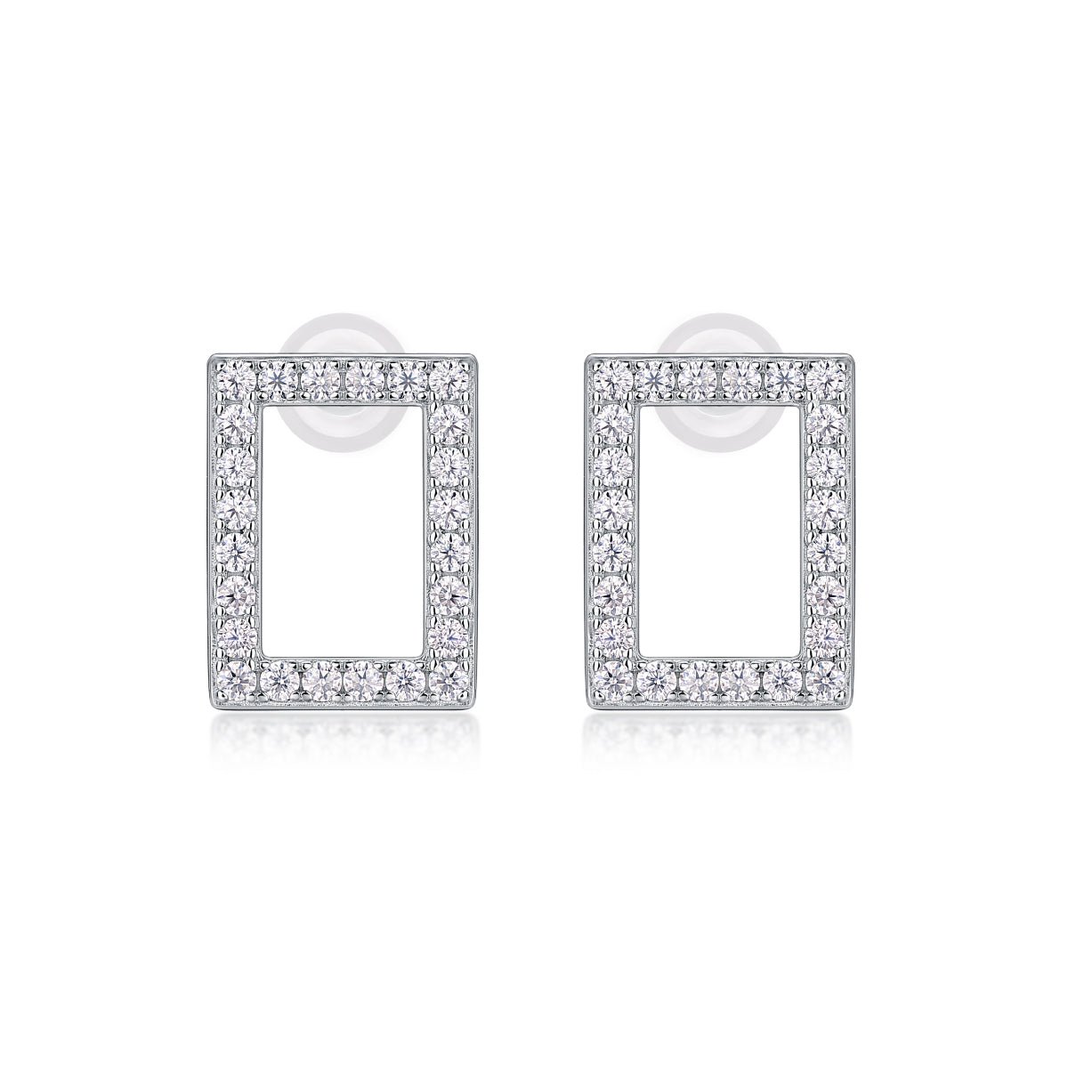 S925 Sterling Silver Moissanite Rectangle Stud Earrings Modern Elegant Fine Jewelry
