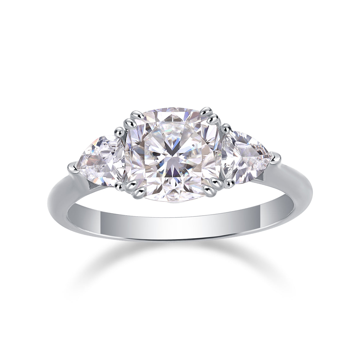 Large Pillow-Cut Moissanite Silver Wedding Ring S925